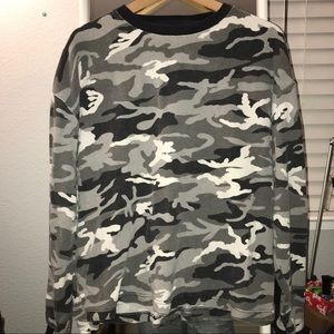 Grey Camo Print Crewneck